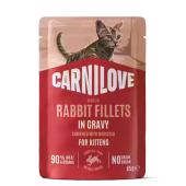 Супер премиум пауч в  сос за подрастващи котенца Carnilove Rabbit with Marigold със заешко и пуешко месо и невен 85 гр